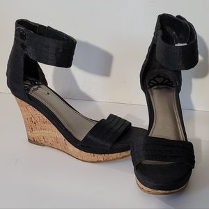 Dressy Black Wedge Sandals